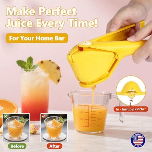 Foldable Manual Juicer Lemon Squeezer with Pulp Strainer | Easy to Clean | Space Saving Design | Durable Portable for Kitchen & Outdoor
