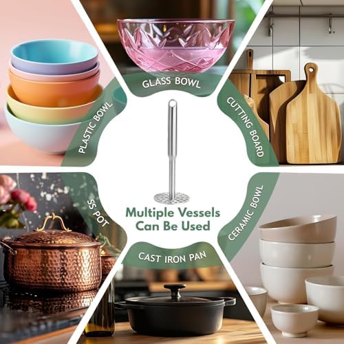 Potato Masher Manual Potato Press for Kitchen Tool,Heavy Duty Stainless Steel Potato Masher Kitchen Tool & Food Masher Potato Smasher Perfect for Bean, Vegetable, Fruits, Avocado, Meat