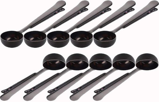 10 Pakcs scoop and clip 2 in 1 Stainless Steel 1 tbsp Ground Measuring Spoon with Bag Clip for Coffee Tea
