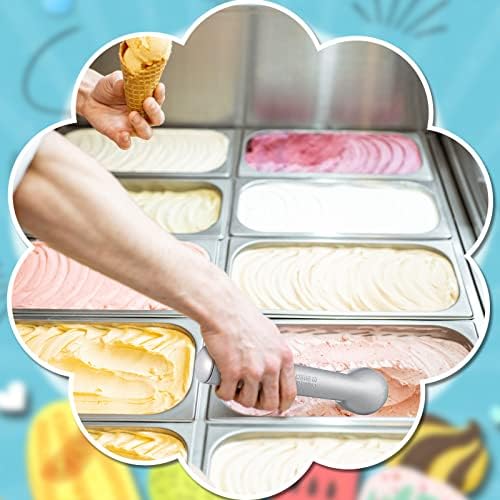 Suclain 3 Pack Ice Cream Scoops 7 Inch Aluminum Scoop Set, Silver