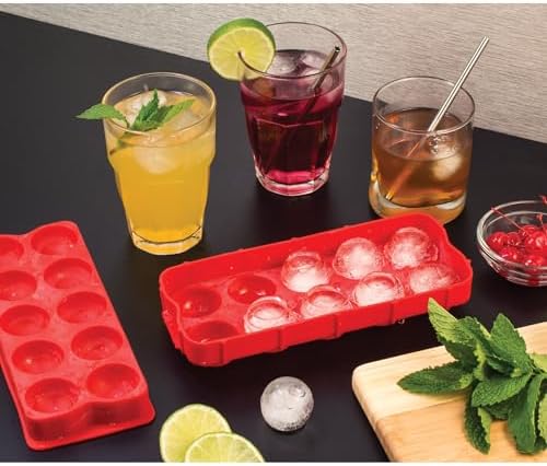 HIC Kitchen Cannonball Silicone Ice Cube Tray, Set Of 2, Large Spheres