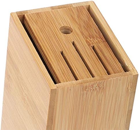 Knife Block,6 Slot Universal Knife Block without Knives,Countertop Butcher Block Knife Holder and Organizer with Wide Slots for Easy Kitchen Knife Storage, Knife Block,6 Slot Universal Knife Bloc