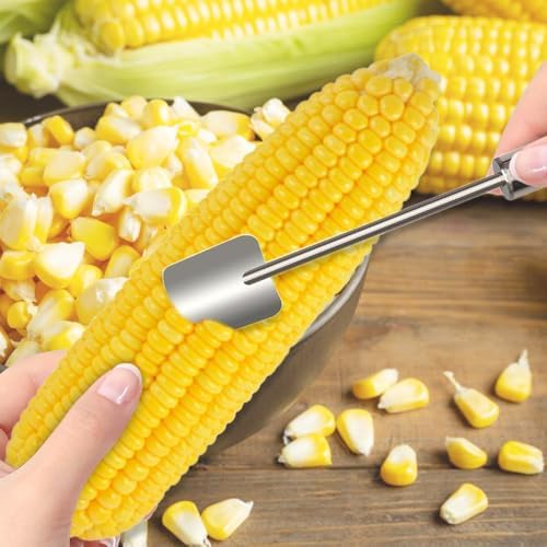 Corn Peeler for Corn on The Cob Stripper Tool, 2025 New Long Handle Stainless Steel Corn Stripper Tool, Quick Corn Kernel Remover Tools for Kitchen Use (1PC)