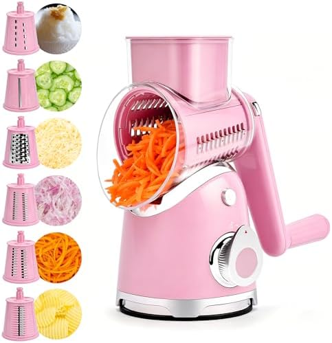SUSTEAS Rotary Cheese Grater Hand Crank, Kitchen Shredder Vegetable Slicer