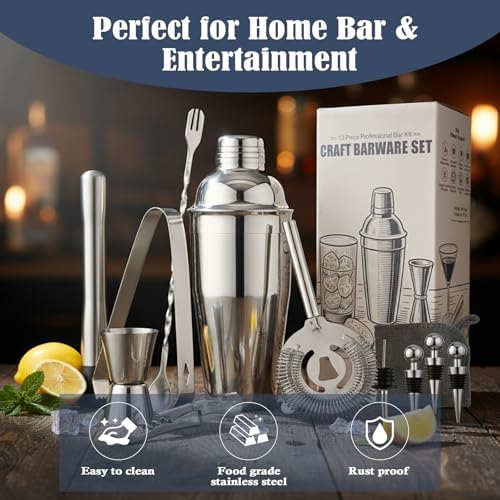 Cocktail Shaker Set,13Piece Bartender Kit,Bar Tool Set,Bar Cart Accessories