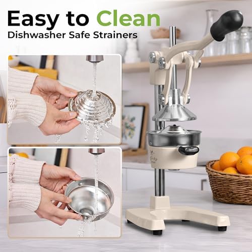 Zulay Kitchen Cast Iron Juicer - Heavy Duty Orange Juicer with Detachable Strainers for Easy Cleaning, Citrus Press for Citrus Fruits, Perfect for Bartenders, Juice Lovers & Health Enthusiasts