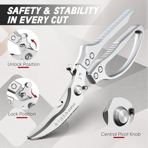 TIVOLI Silver Kitchen Shears Set for Meat, Chicken & Turkey Boning
