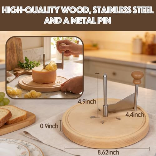 Cheese Curler Flower Maker Wheel Slicer, Stainless Steel Cheese Curler Wheel for i.a. Tete de Moine, Girolle & Chocolate, Wood Base, Suitable for Restaurants, Cafes, and Dessert Shops, Home