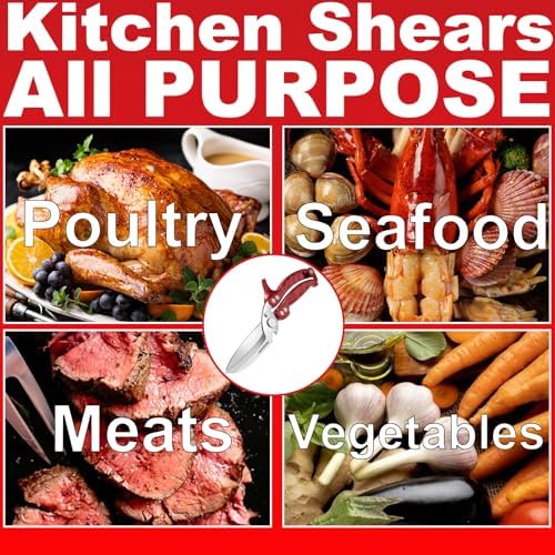 Heavy Duty Poultry Shears Scissors,Kitchen Shears for food Heavy Duty,Kitchen Scissors All Purpose,Chicken,Fish,Meat,Easily Separable for Thorough Cleaning,Dishwasher Safe.