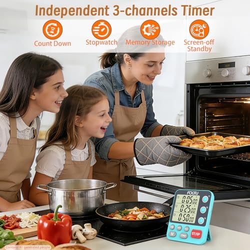 Digital Dual Kitchen Timer, Multi-Channel Magnetic Countdown for Cooking