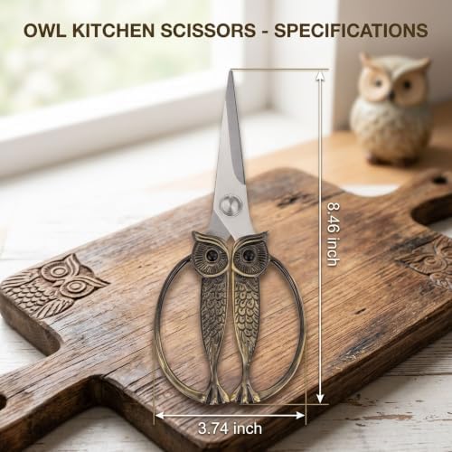 XSNBRD Heavy Duty Kitchen Scissors, Bronzed Stainless Steel Owl Shears.