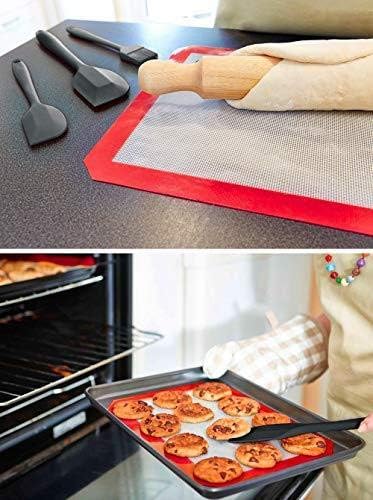 StarPack Basics Silicone Spatula Set of 2 (1 Small, 1 Large), High Heat Resistant to 480°F, Hygienic One Piece Design, Non Stick Rubber Cooking Utensil Set (Gray Black)