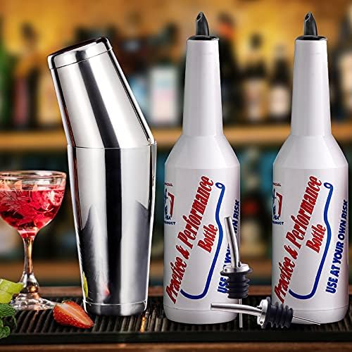 Flair Bottle Bartender Kit 5pcs 2 Flair Bottle, 1 Boston Shaker, Practice & Performance (5pcs Set)