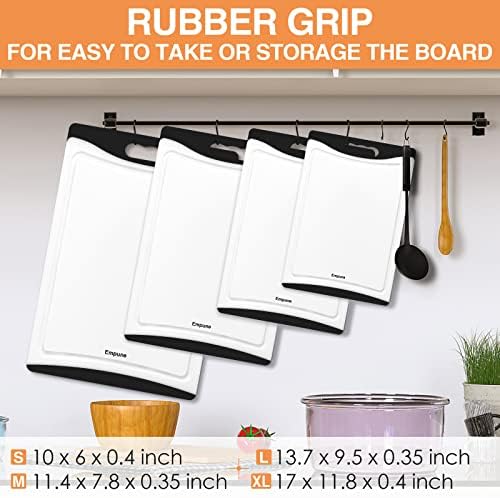 Empune BPA-Free Plastic Cutting Board for Kitchen with Juice Grooves, Extra Large Dishwasher Safe Cutting Boards Set of 4 with Handles, Thick Non-Slip Chopping Board for Meat, Fruit and Chicken, Black