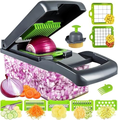 14 in 1 Multipurpose Chopper - Fruits & Vegetable Cutters, Grater Peeler Chipser | Unbreakable Food Grade Body, Easy Push to Clean Button | Slicer, Dicer, Chopper for Kitchen (Chopper 14 in 1)