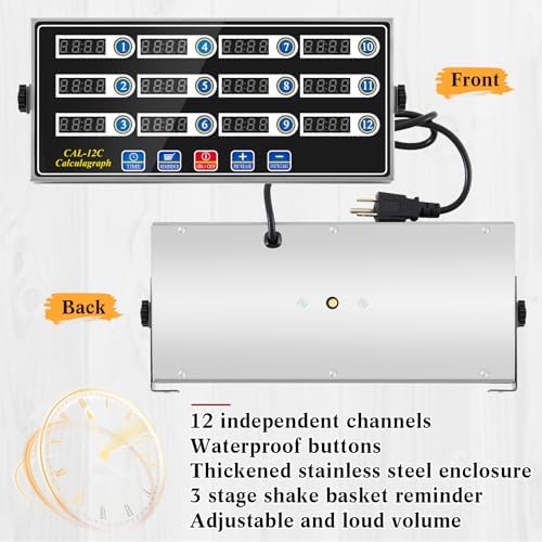 Relaxweex 1 Pack Commercial Digital Kitchen Timer for Cooking, 12 Channel