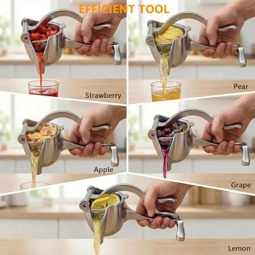 Manual Juicer and Lemon Squeezer, Heavy Duty 0.6L Aluminum Citrus Juicer - Orange Press, Easy Clean Handheld Juice Extractor for Grapefruit, Pomegranate