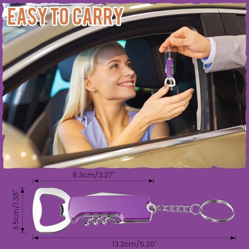 Ziliny 24 Pcs Wine Bottle Opener Keychains Bulk Corkscrew, Purple