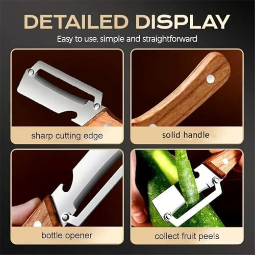 Elite Peeler, Gourmet Knives and Cutlery Set, 2-Pack Multi-functional Vegetable Peeler for Kitchen, 2.5 Mm Stainless Steel Peeler, 3-in-1 Scallion Shredder & Peeler-Stainless Steel, Multi-tool (4)