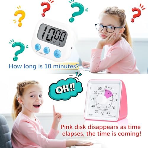 60-Minute Visual Timer for Kids, Management Classroom Timer, Pink