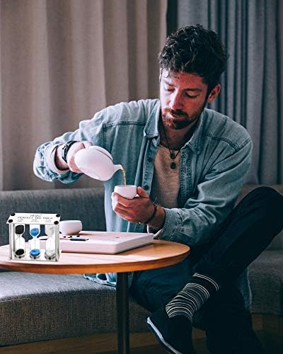 SuLiao Tea 3-4-5 Minute Sand Timer/Clock, Metal Three-in-One, Small Colorful Sand Watch, Black & Blue White Reloj De Arena, Unquie Sandglass Hour Glass for Kids, Classroom, Home Decor
