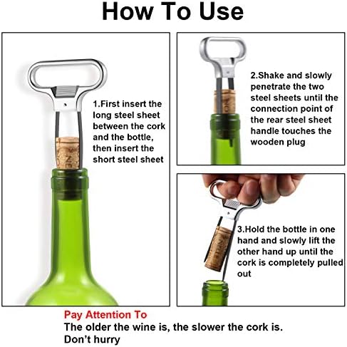 Boao 2 Pack Two Prong Wine Opener Cork Puller with Cover, 2