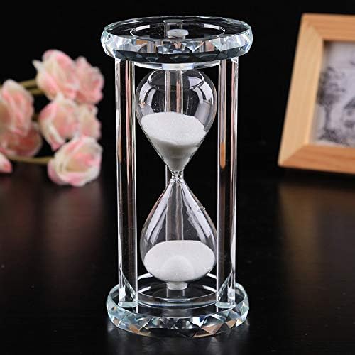 60 Minutes Hourglass Timer,Crystal Sand Timer Diamond Carving Surface,Hourglass for Kitchen Office Desk Coffee Table Book Shelf Cabinet Home Decor Birthday Gift Box Package,2 Color(Pure White)