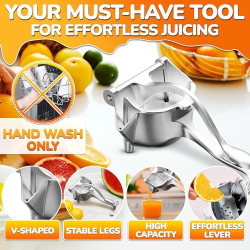 Manual Juicer Hand Press, 0.6 L, Ergonomic Handle, Aluminum Alloy