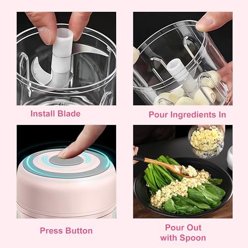 Electric Garlic Mincer, 250ML Small Onion Chopper USB
