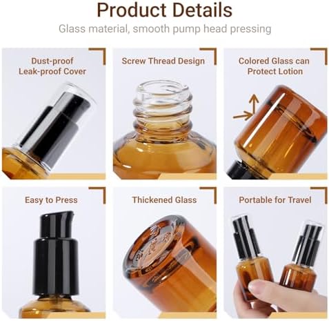 Segbeauty 0.5oz Frosted Glass Empty Lotion Bottles with Pump, 3pcs Travel Refillable Oils Bottles for Toiletry, 15ml Mini Travel Size Cream Container, Leakproof Liquids Serum Dispensers in Mixed Color