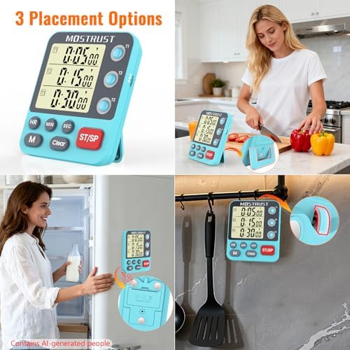 Digital Dual Kitchen Timer, Multiple Channels Countdown Timer