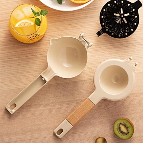 Citrus Squeezer, Metal Manual Juicer Lemon Squeezer with Wooden Handle, Hand Citrus Juicer Kitchen Tool(White)
