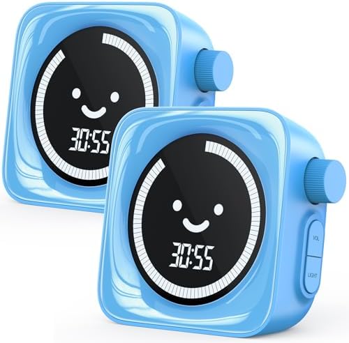 Visual Timers for Kids, 99 Minute Digital Cute Kids Visual Timer Classroom Timer for Homeschool Supplies Study Teaching Time Management Tool Countdown Productivity Timer, Blue, White Display