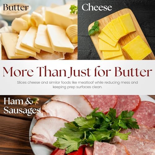 Namre Wire Butter Slicer Cutter with Wooden Tray, Stainless Steel