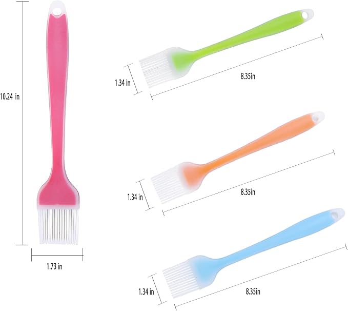 4 Piece Set Silicone Applicator Brush Grill Brush Heat Resistant Oil Seasoning Brush Cooking Silicone Non-stick Cake Bread Cream Applicator Pastry Brush Suitable for Kitchen Tableware
