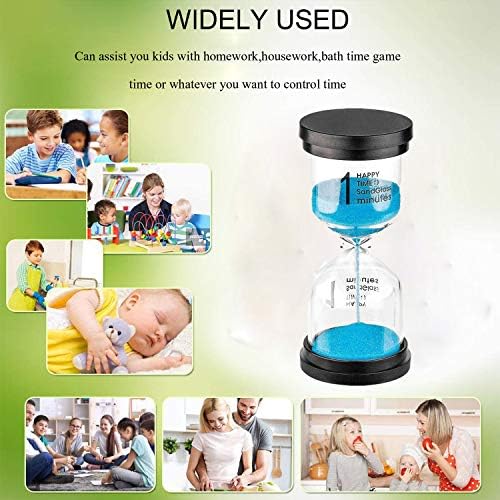 Sand Timer 1 Minute Hourglass Timer： Colorful Sand Watch 1 Minute, Small Blue Sand Clock one Minute, Plastic Hour Glass Sandglass Timer for Kids, Games, Classroom, Kitchen, Decoration