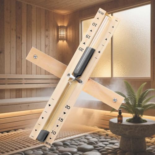 Sauna Timer 20 Minute Black Sand,Heat Resistant Wood Hourglass for SPA Room