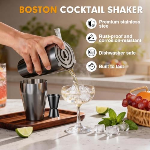 Mwellewm Cocktail Shaker Set, Boston Shakers, Bartending Drink Shaker Kit