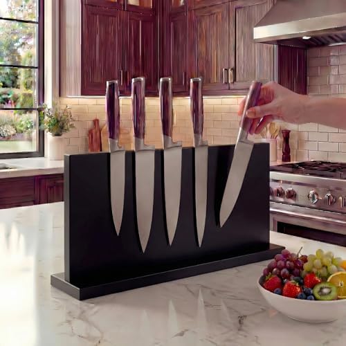 THMINS Large Magnetic Knife Holder, Double-Sided Magnetic Knife Block Black