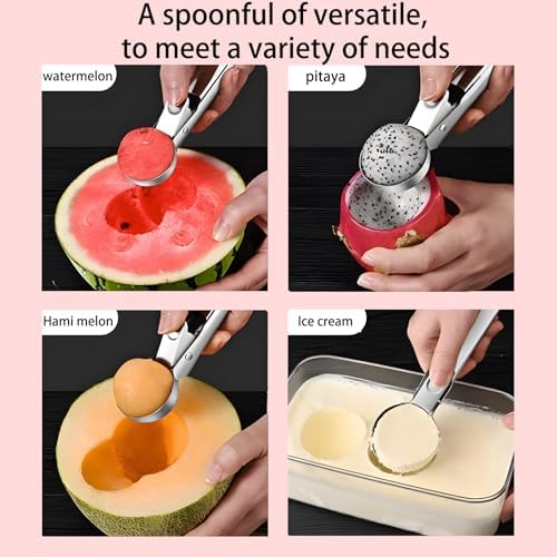 Premium Ice Cream Scoop Set,2 Pcs Stainless Steel Ice Cream Scoop-With Release Trigger,Heavy duty metal,Dishwasher Safe,Suitable for fruit,ice cream,frozen yogurt and sundaes,Small & large