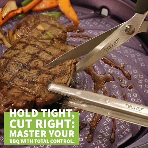 TECHEF Kitchen Shears With 2 Stainless Steel Tongs & Travel Bag, Dishwasher Safe, 4-Piece Complete Set, Made in Korea (Scissors & Tongs Set)