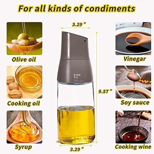 Zuutii Olive Oil Dispenser Set - Glass Oil & Vinegar Dispenser Bottle, Cream White & Gray