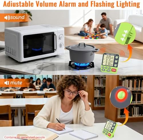 Digital Dual Kitchen Timer, Multiple Channels Countdown Timer
