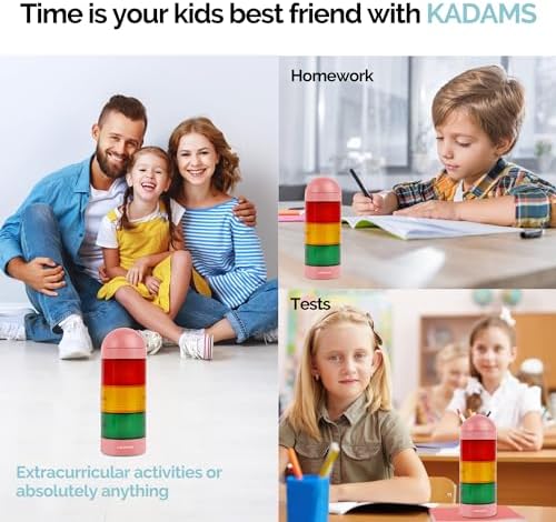 KADAMS Visual Timer for Kids with Pre-Alarm, Traffic Light Countdown Timer for ADHD Toddlers Classroom 24H Digital Timer, 5 Volume Levels Mute Pause Memory for Homework Learning Home Routine