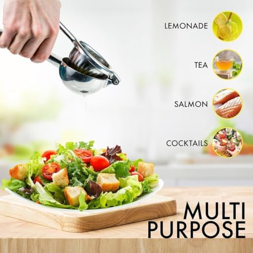 Lemon Squeezer Stainless Steel Large Manual Citrus Press Juicer | Heavy Duty, Solid Metal, Squeezer Bowl, Lime Squeezer