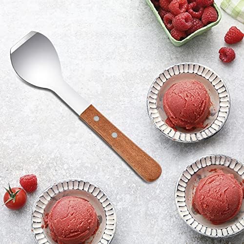 2 Pieces Ice Cream Scoop, Stainless Steel Ice Cream Shovel with Wooden Handle Metal Dessert Spade Butter Blade Cook Cake Scraper for Kitchen Party Wedding