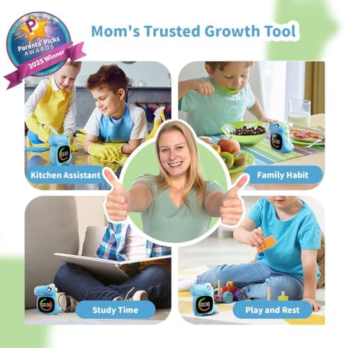 Visual Timer for Kids, Blue Dinosaur Digital Toddler Timer Visual Countdown