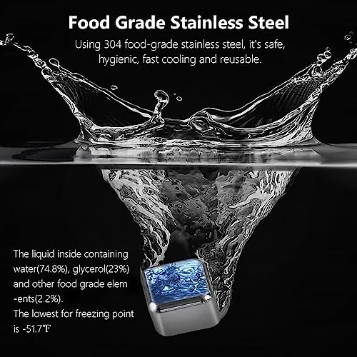 8-Pack Whiskey Metal Ice Cubes, Stainless Steel Ice Cubes, Reusable Whiskey Stones for Scotch and Bourbon, Barware Tool Set With Ice Tongs, Freezer Storage Tray and Disposable Ice Cube Bags