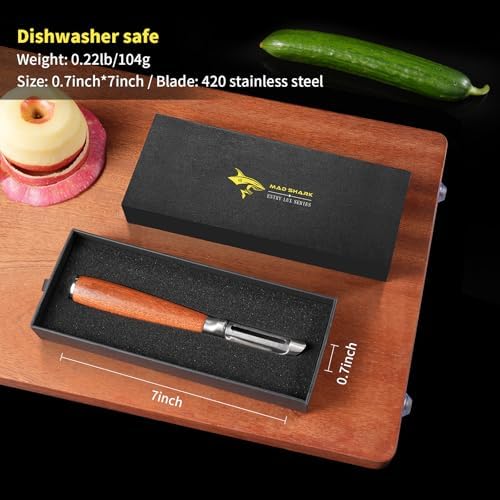 MAD SHARK Peels Smoothly Wooden Vegetable Peeler for Kitchen