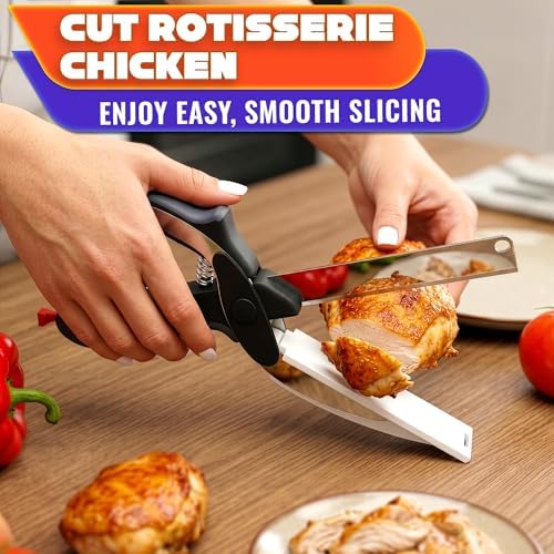 2 in 1 Kitchen Scissors for Food with Knife Sharpener (Grey)